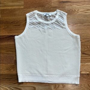 DKNY ivory sleeveless ribbed knit Top Vest sheet neckline and back NWOT XL